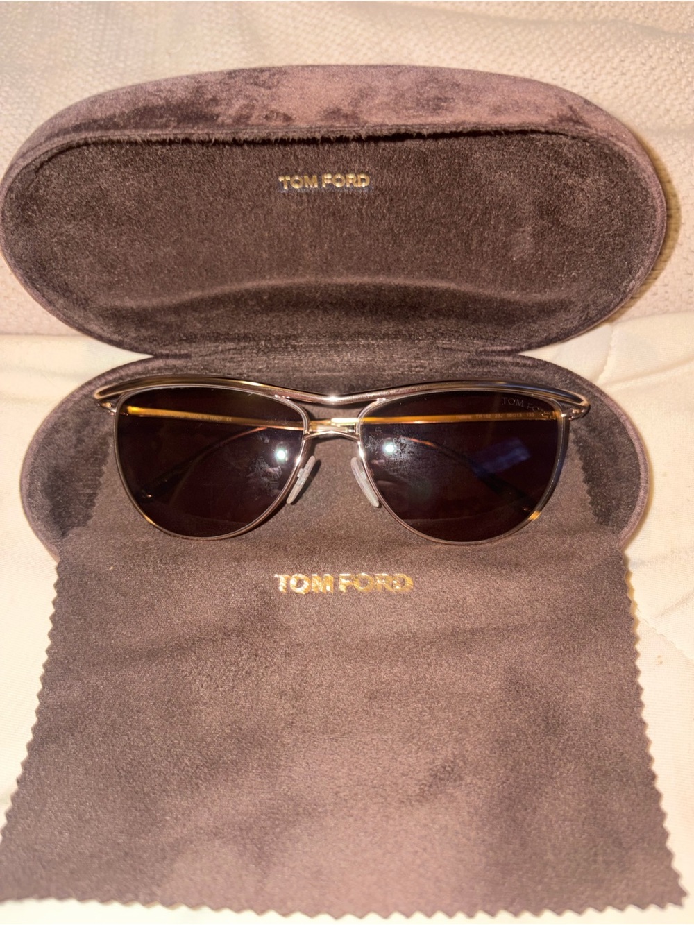 Tom Ford Gold and Dark Brown Aviator Sunglasses